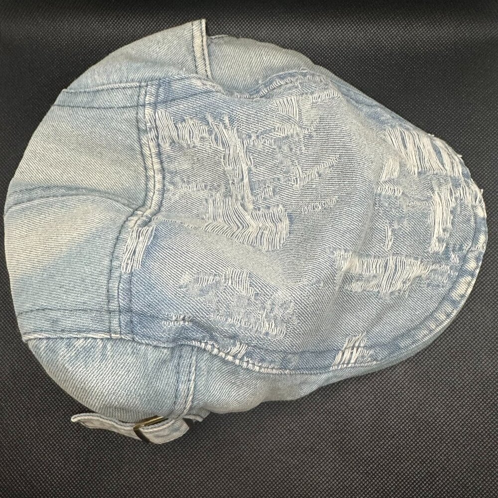 Denim Distressed Adjustable Flat Cap - image 2